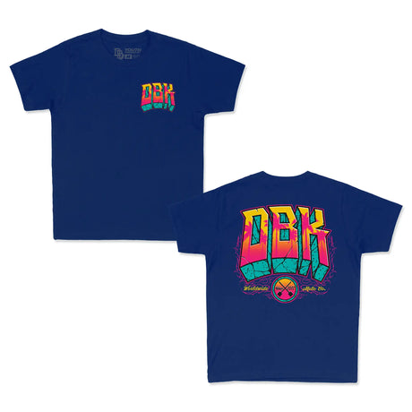 Youth premium tee in dark blue with small “DBK” graphic on front.