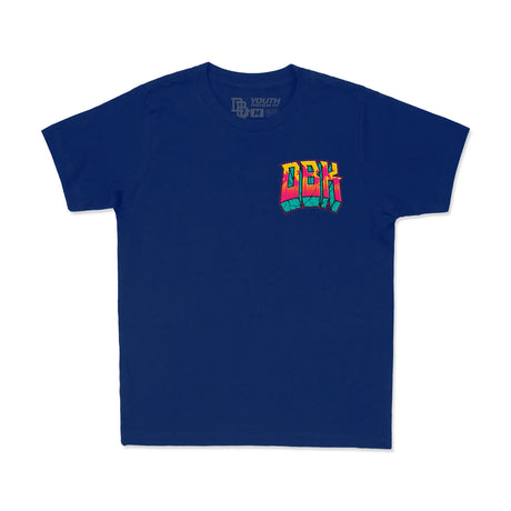 Youth premium tee dark blue with small front “DBK” logo, crew neck.