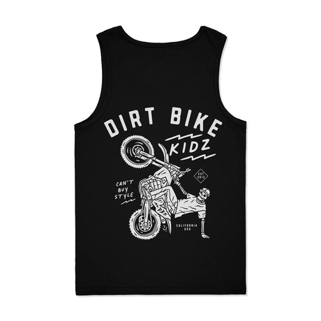 Black motocross tank with 12 O'Clock graphic, back view