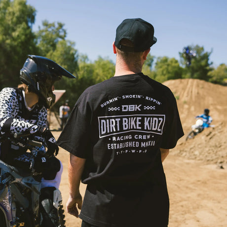 Speed & Style Tee in Black, large back DBK logo with Racing Crew text