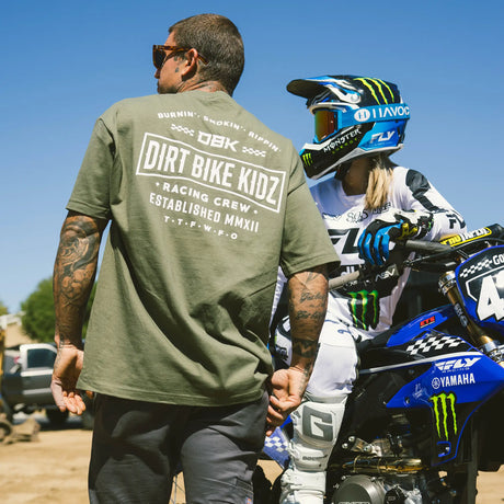Speed & Style Tee in Military Green, back print: DBK Racing Crew established MMXII