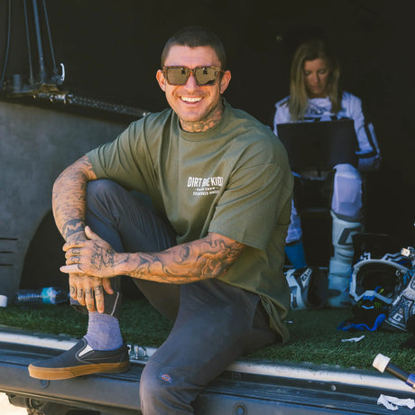 Speed & Style Tee in Military Green, small front DBK logo graphic