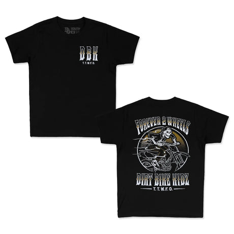 Jugend Premium-Tee schwarz: DRK vorne, Dirt Bike Rider rückseitig
