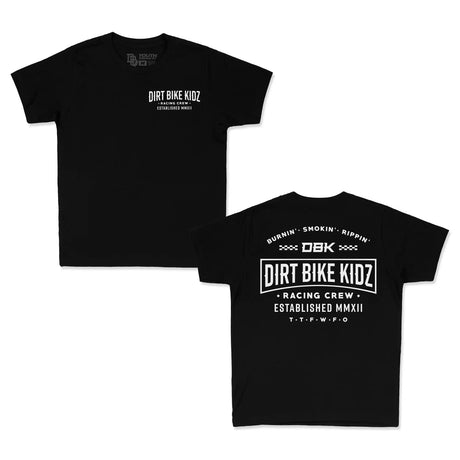 Youth Premium Tee, black: front chest logo and large DBK back graphic