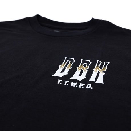 Ghost Rider Tee black, front detail showing small DBK chest logo and T.T.W.F.O. text