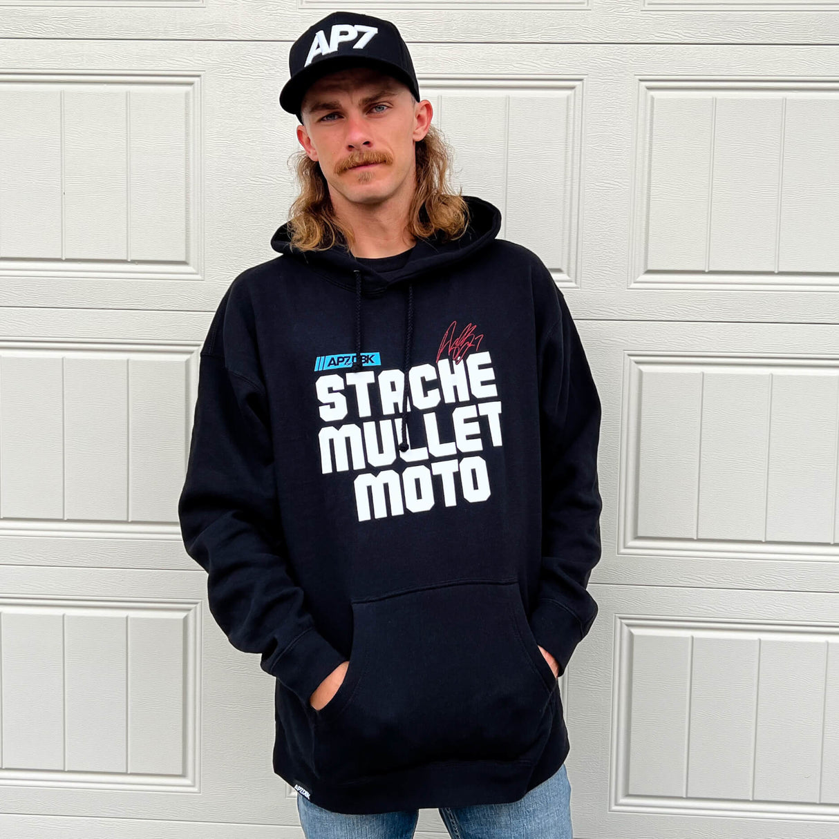 Stache Mullet Moto - AP7 Hoodie