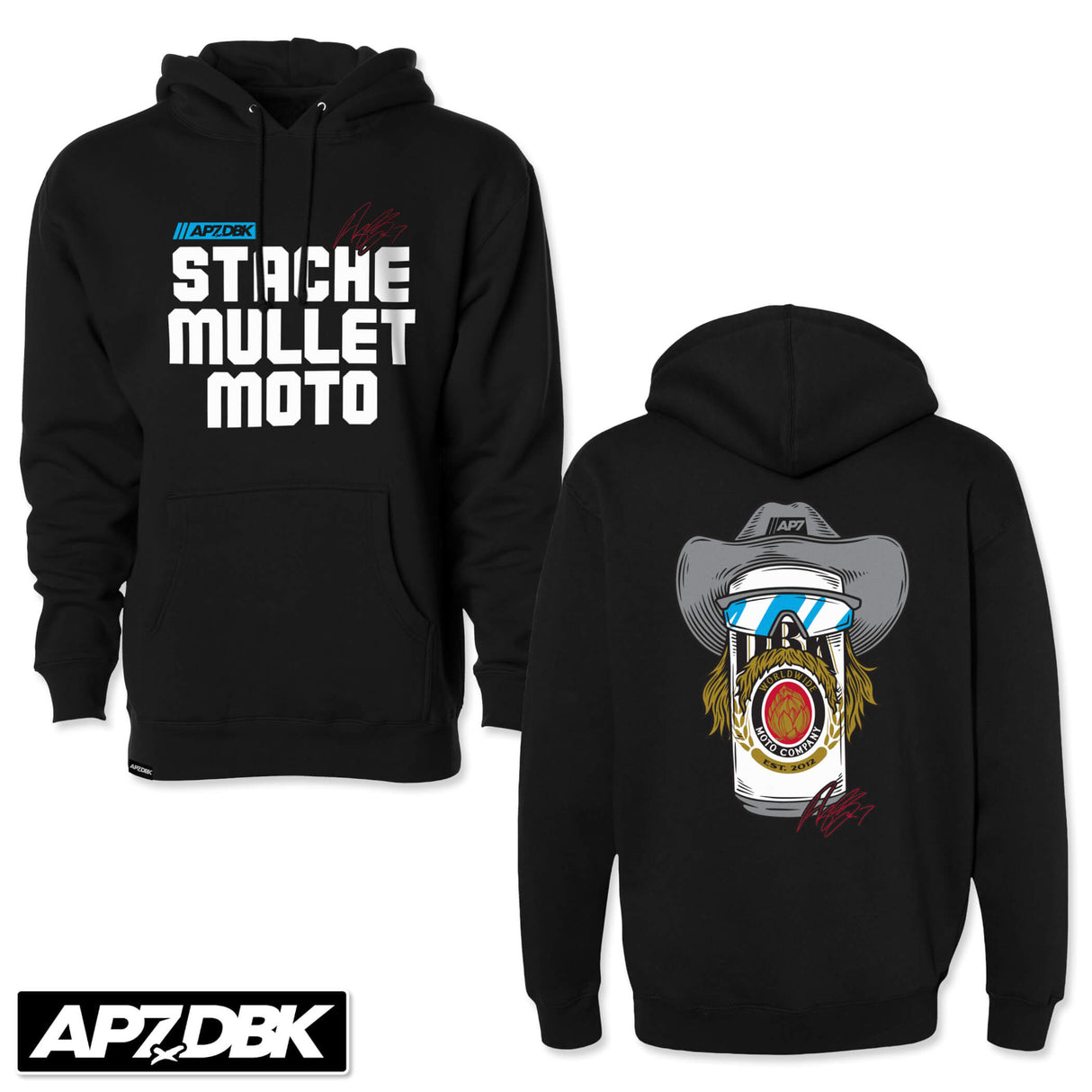 Stache Mullet Moto - AP7 Hoodie