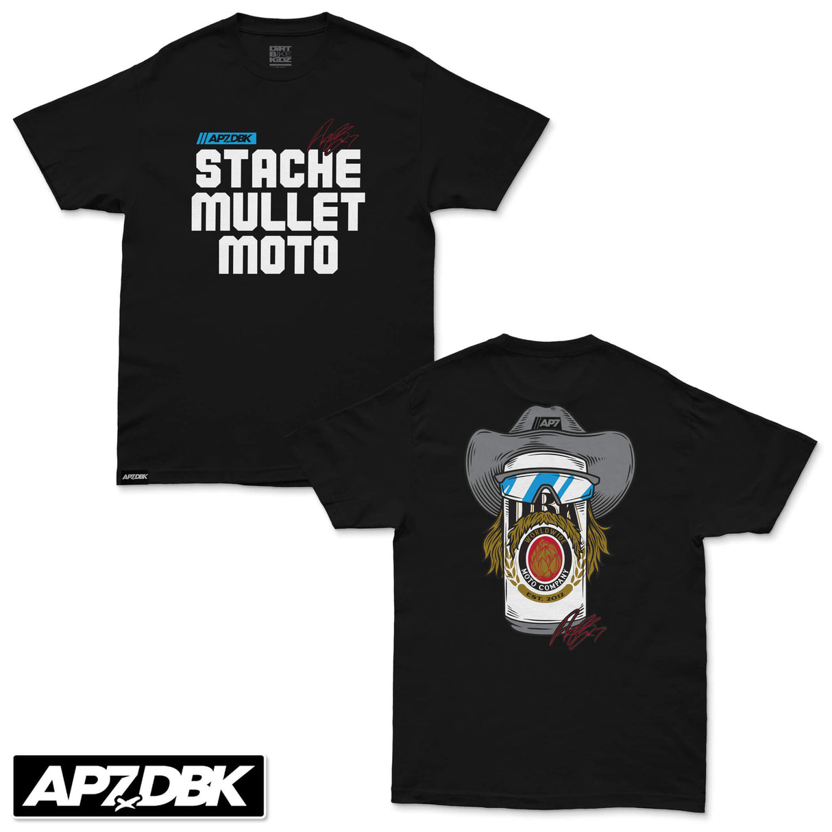 Stache Mullet Moto - AP7 Tee