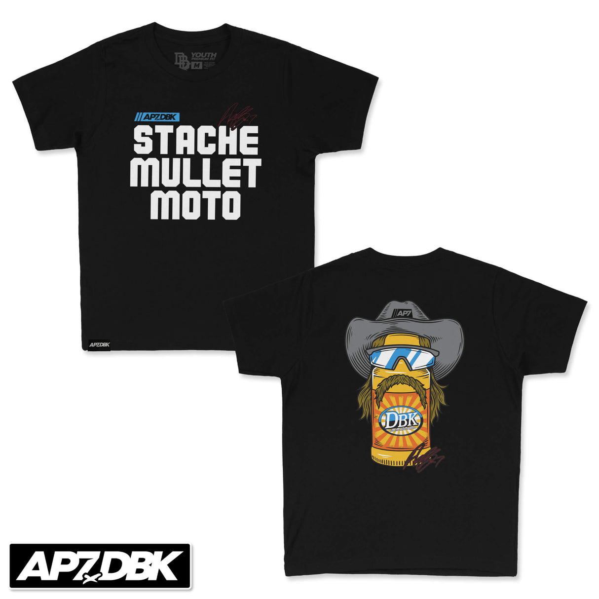 Stache Mullet Moto - AP7 Youth Premium Tee