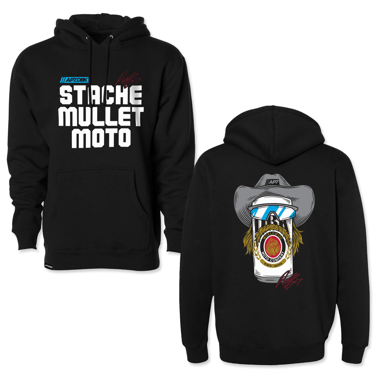 Stache Mullet Moto - AP7 Hoodie