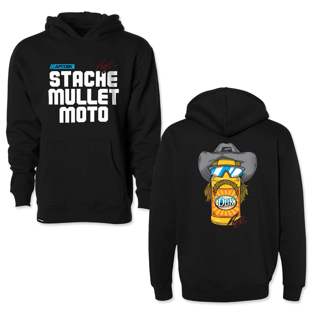 Stache Mullet Moto - AP7 Youth Hoodie