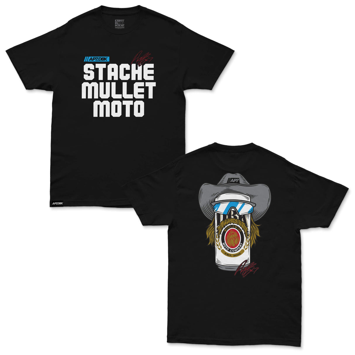 Stache Mullet Moto - AP7 Tee